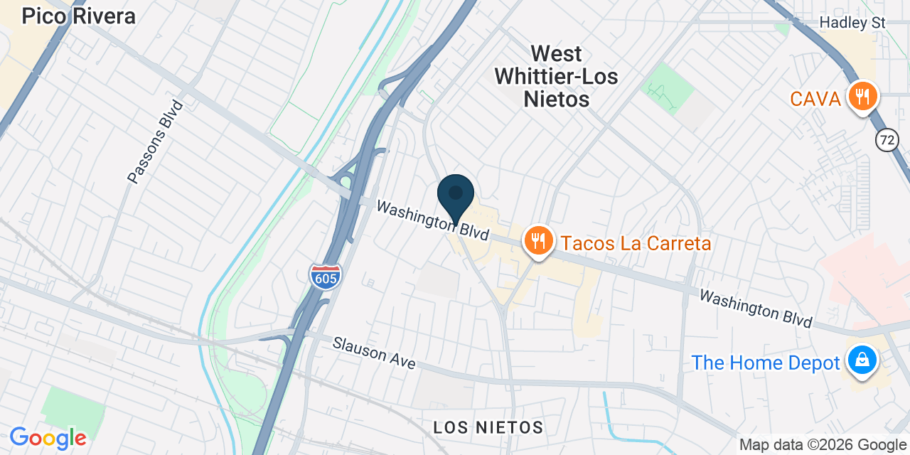 Map showing Santa Fe Springs, Los Angeles County, CA
