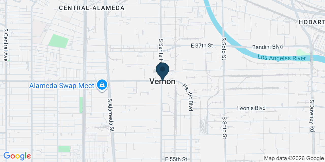 Map showing Vernon, Los Angeles County, CA