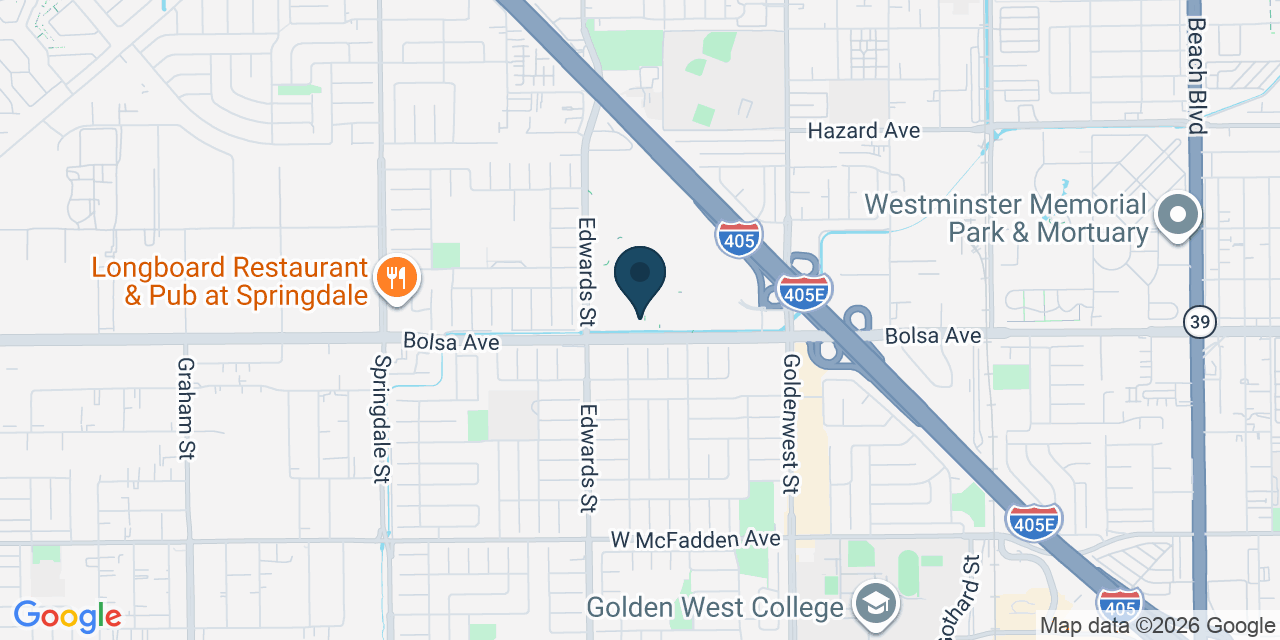 Map showing Westminster, Orange County, CA