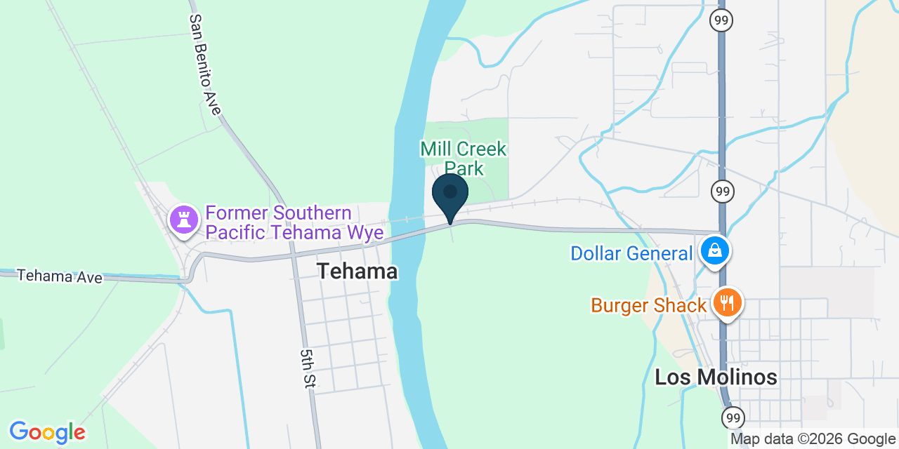 Map showing Los Molinos, Tehama County, CA