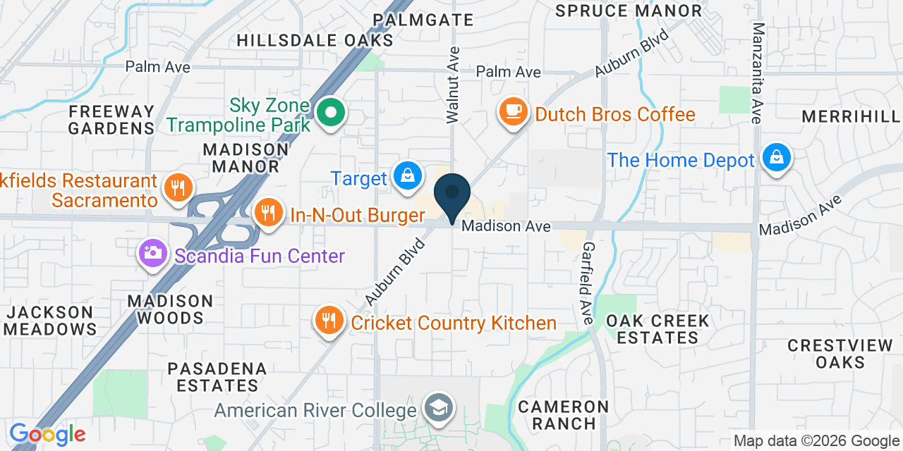 Map showing North Highlands, Sacramento County, CA