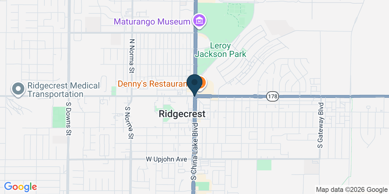Map showing Ridgecrest, Kern County, CA