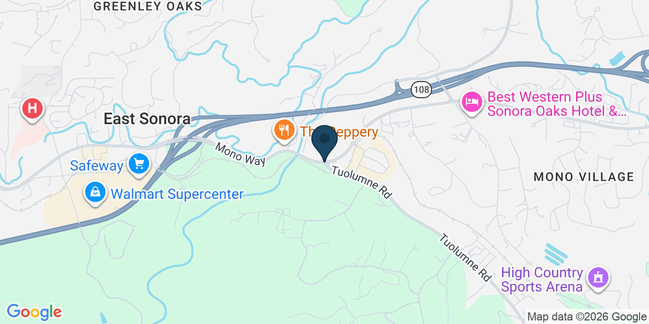 Map showing Tuolumne County, CA