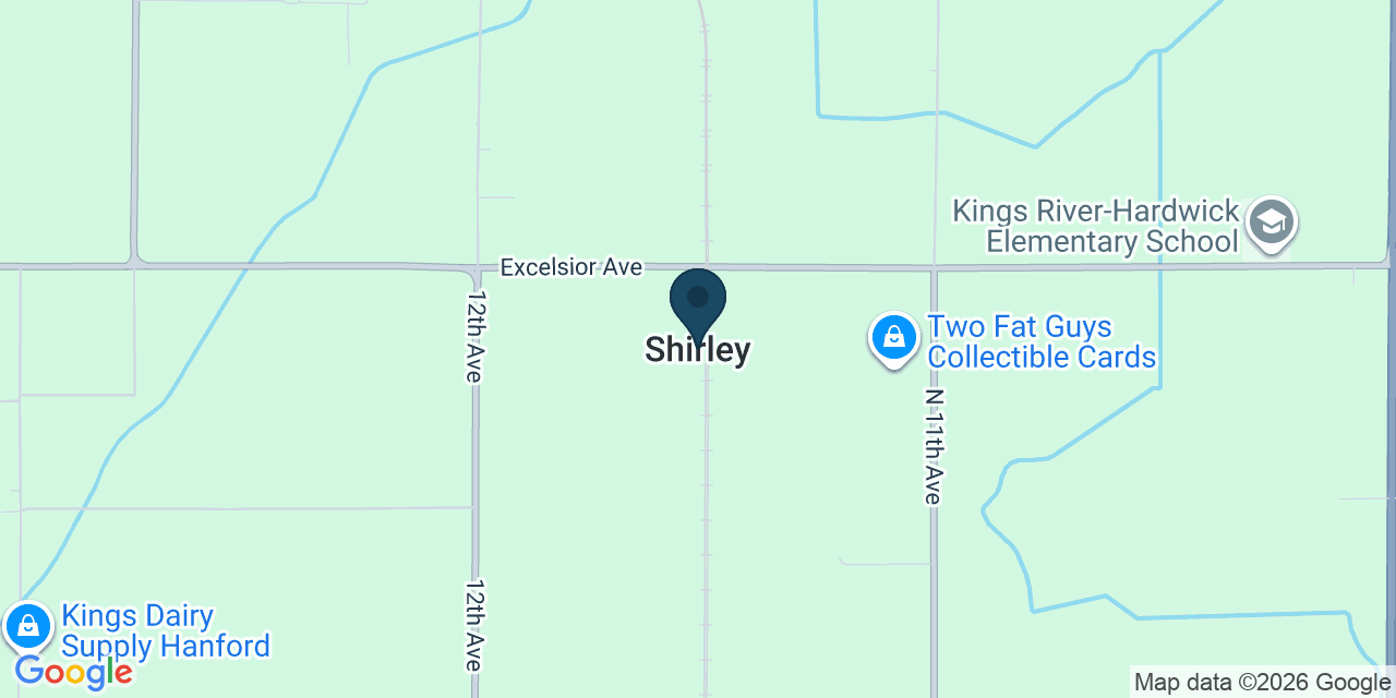 Map showing Shirley, Kings County, CA