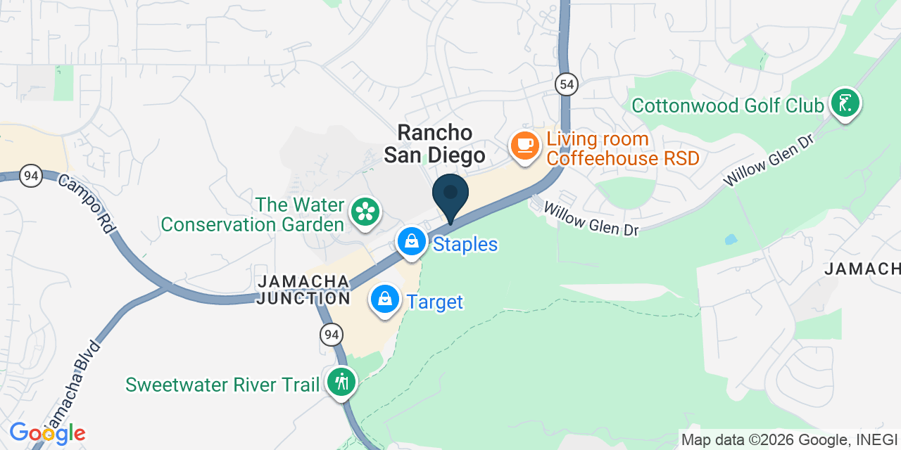 Map showing Rancho San Diego, San Diego County, CA