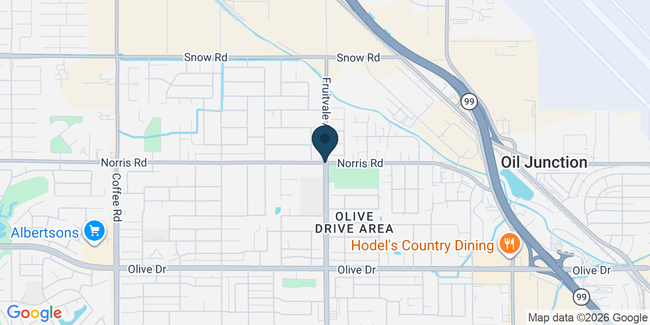 Map showing Olive Drive area, Kern County, CA