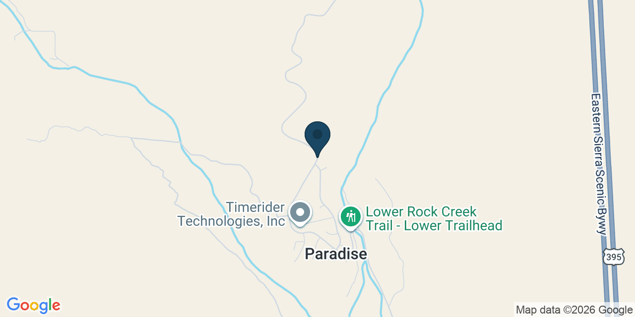 Map showing Paradise, Mono County, CA