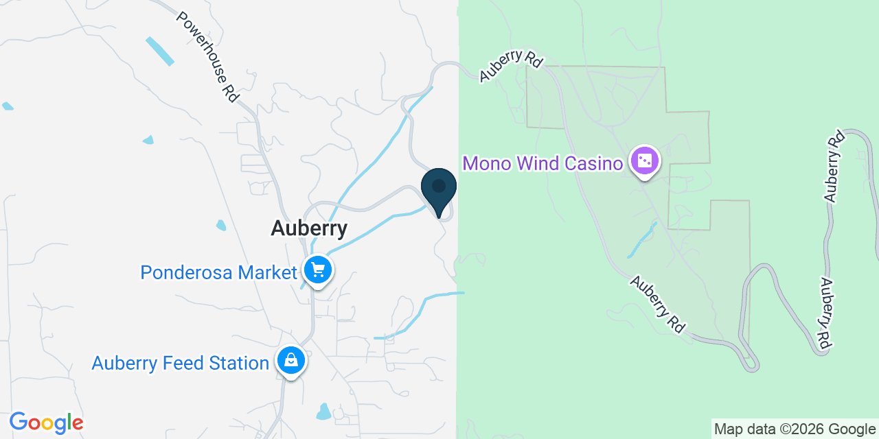 Map showing Auberry, Fresno County, CA