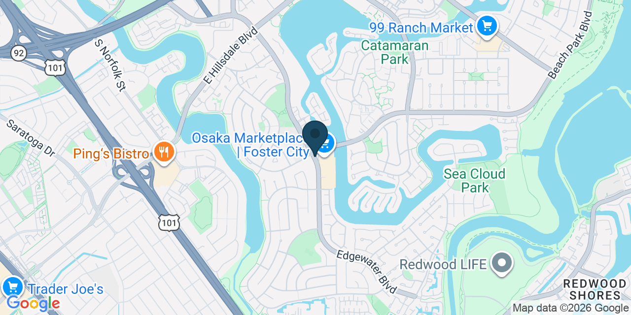 Map showing Foster City, San Mateo County, CA