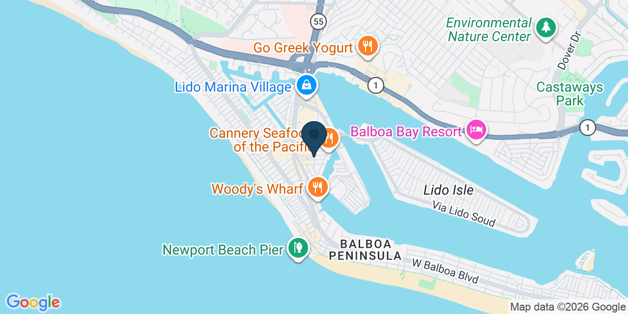 Map showing Newport Beach, Orange County, CA