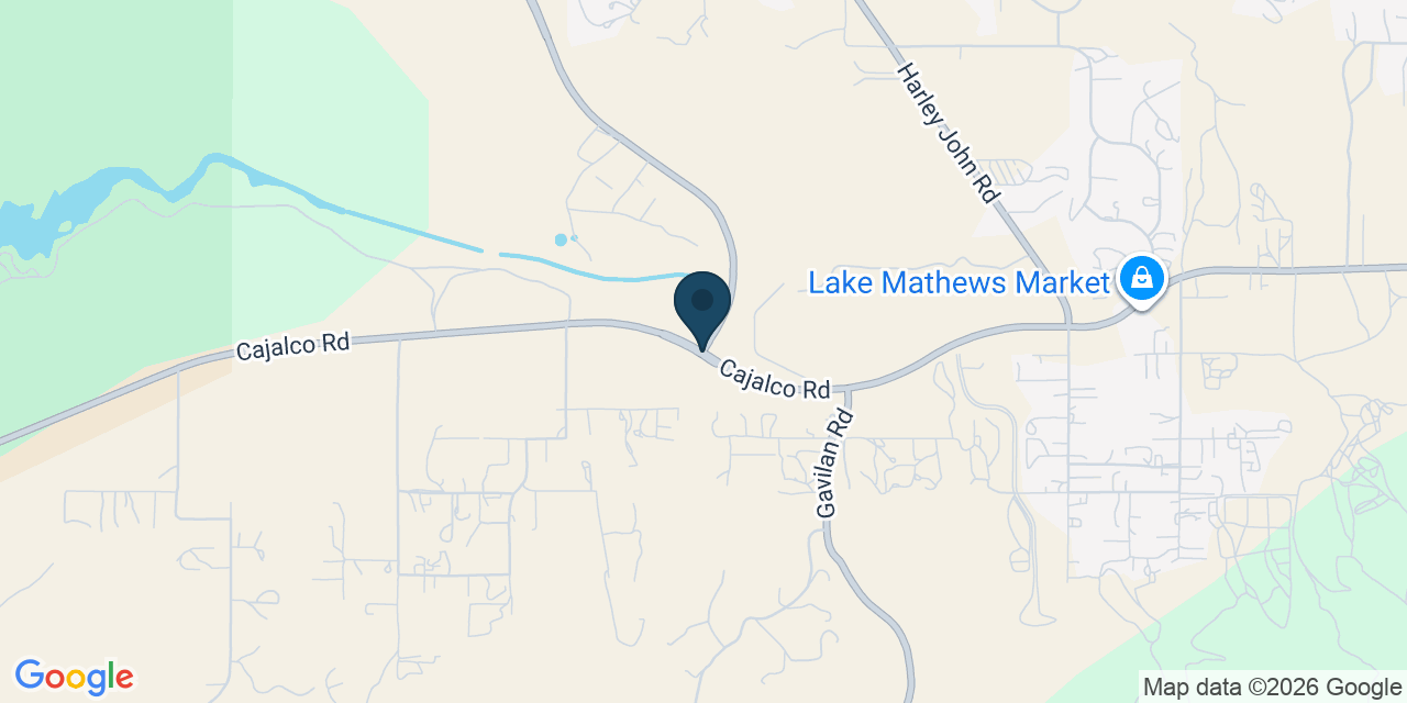 Map showing Lake Mathews, Riverside County, CA