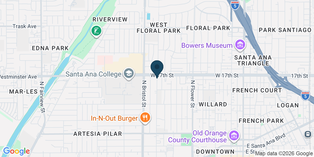 Map showing Santa Ana, Orange County, CA