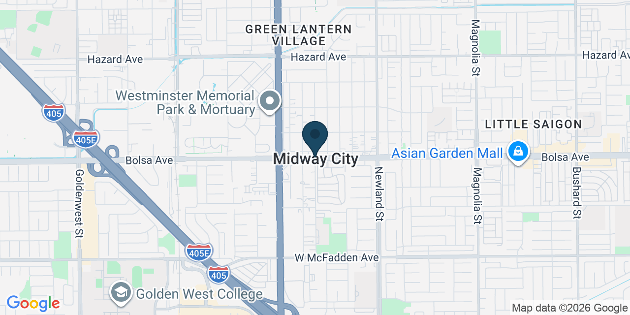 Map showing Midway City, Orange County, CA