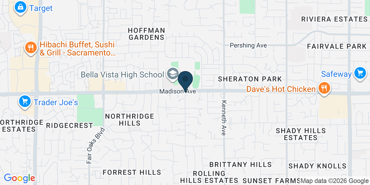 Map showing Fair Oaks, Sacramento County, CA