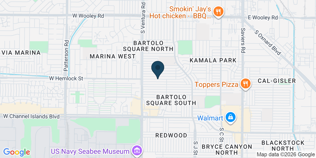 Map showing Oxnard, Ventura County, CA