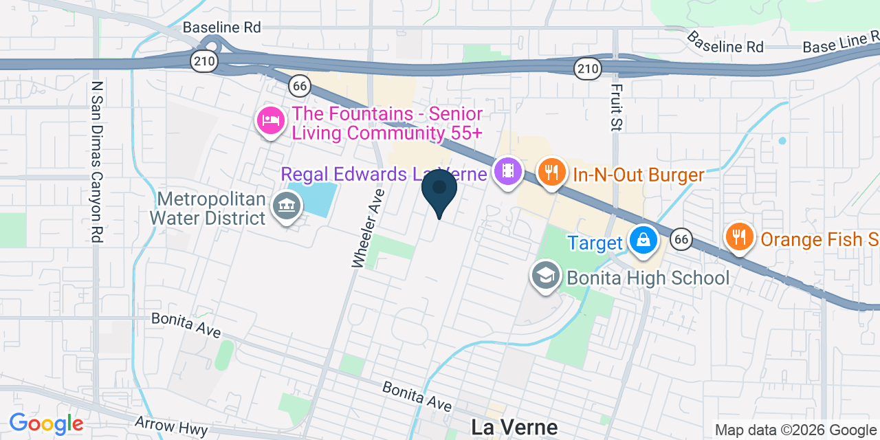Map showing La Verne, Los Angeles County, CA