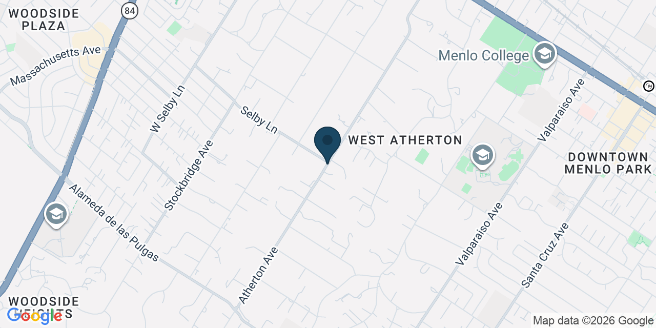 Map showing Atherton, San Mateo County, CA