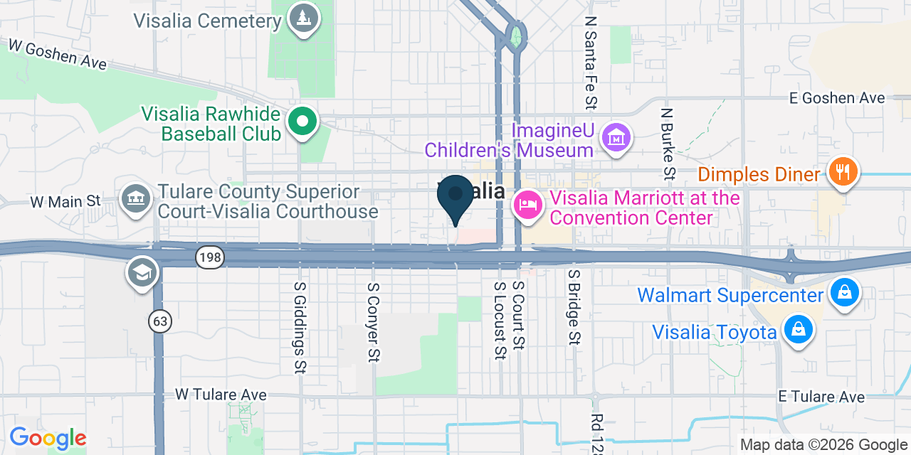Map showing Visalia, Tulare County, CA