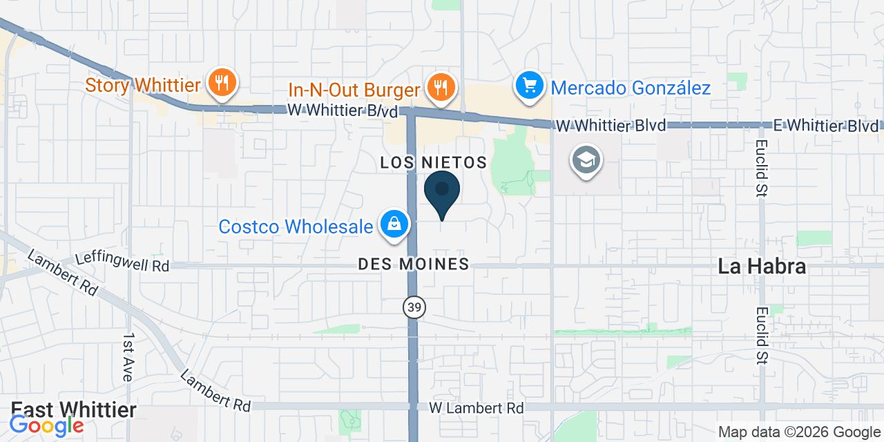 Map showing La Habra, Orange County, CA