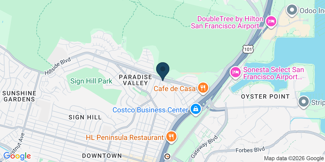 Map showing South San Francisco, San Mateo County, CA