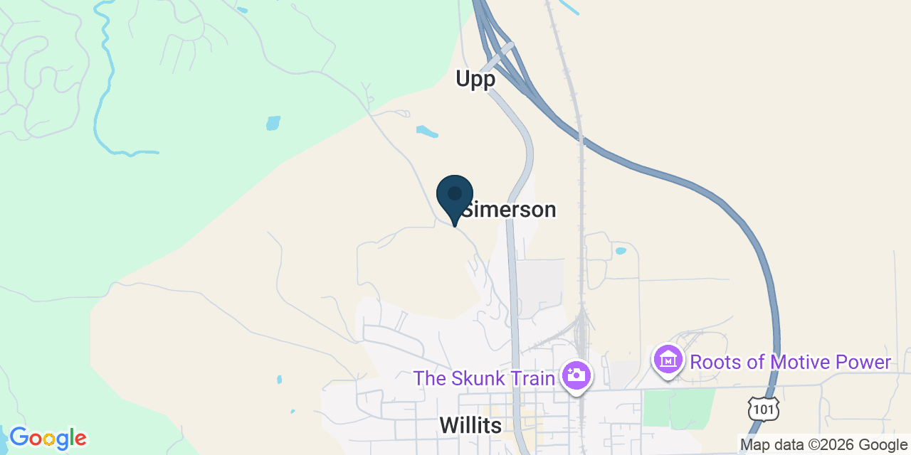 Map showing Willits, Mendocino County, CA