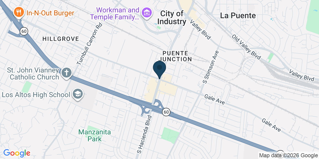 Map showing Hacienda Heights, Los Angeles County, CA