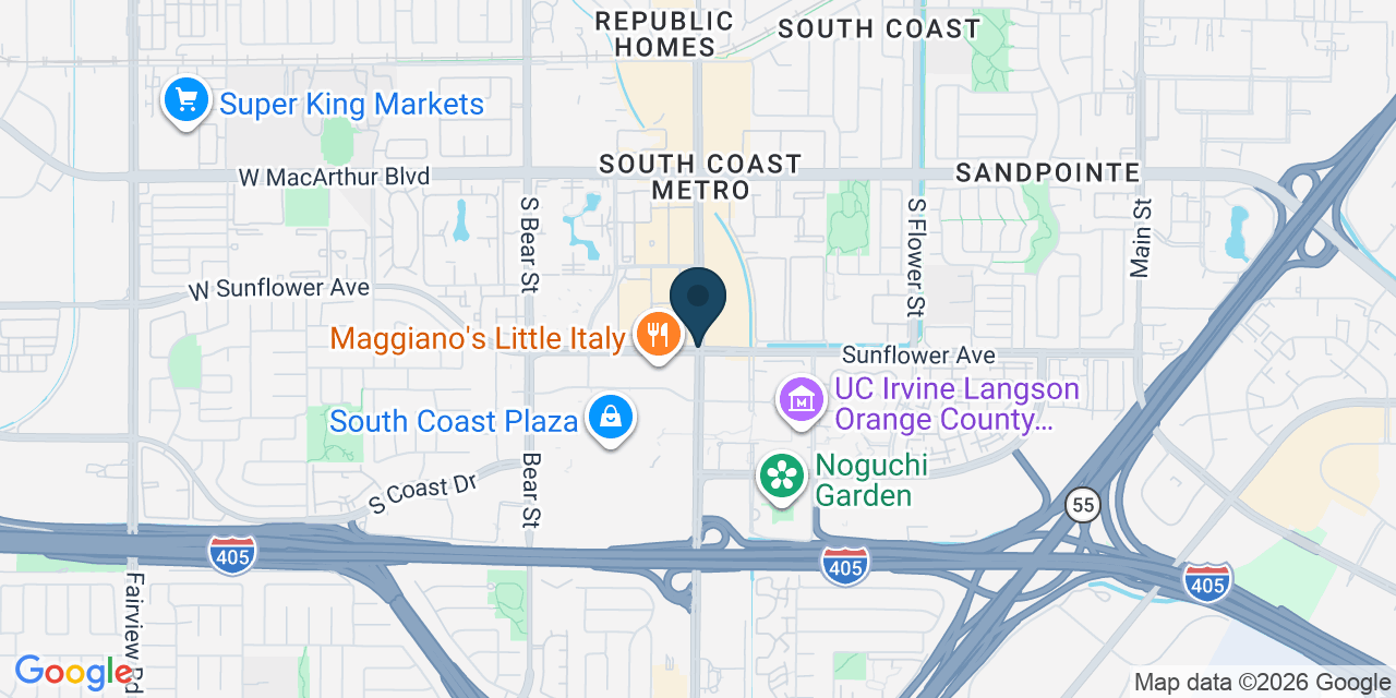 Map showing Orange County, CA