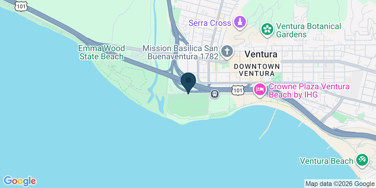 Map showing Ventura, Ventura County, CA