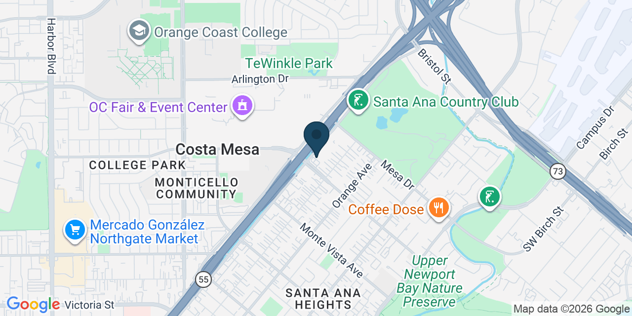 Map showing Costa Mesa, Orange County, CA