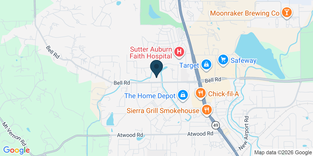 Map showing Auburn, Placer County, CA