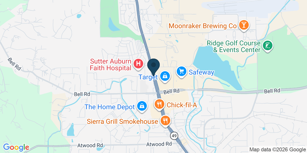 Map showing North Auburn, Placer County, CA