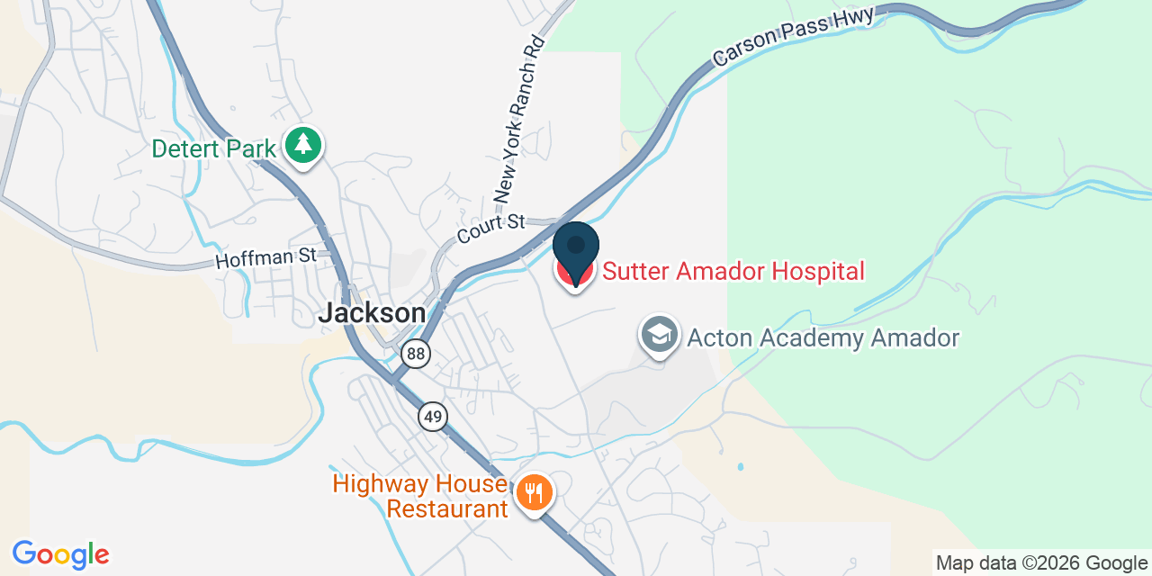 Map showing Jackson, Amador County, CA