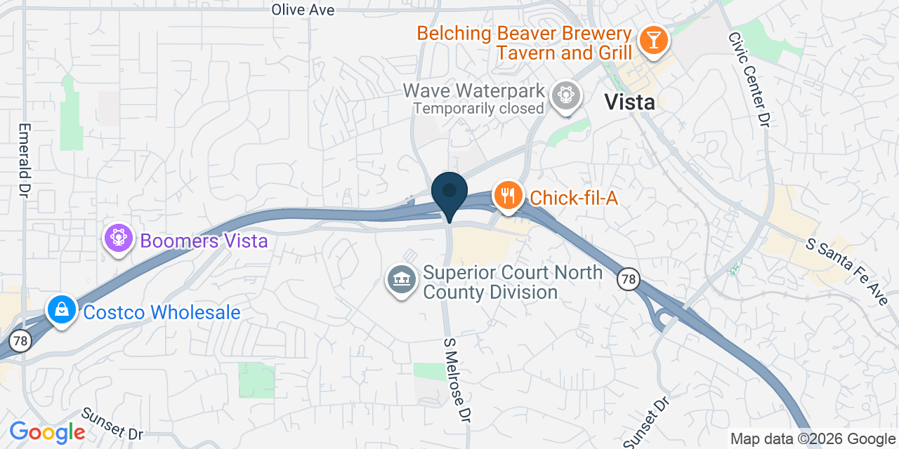 Map showing Vista, San Diego County, CA