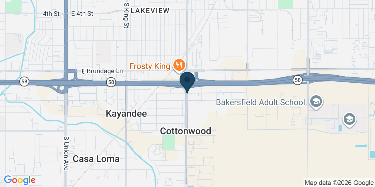 Map showing Bakersfield, Kern County, CA