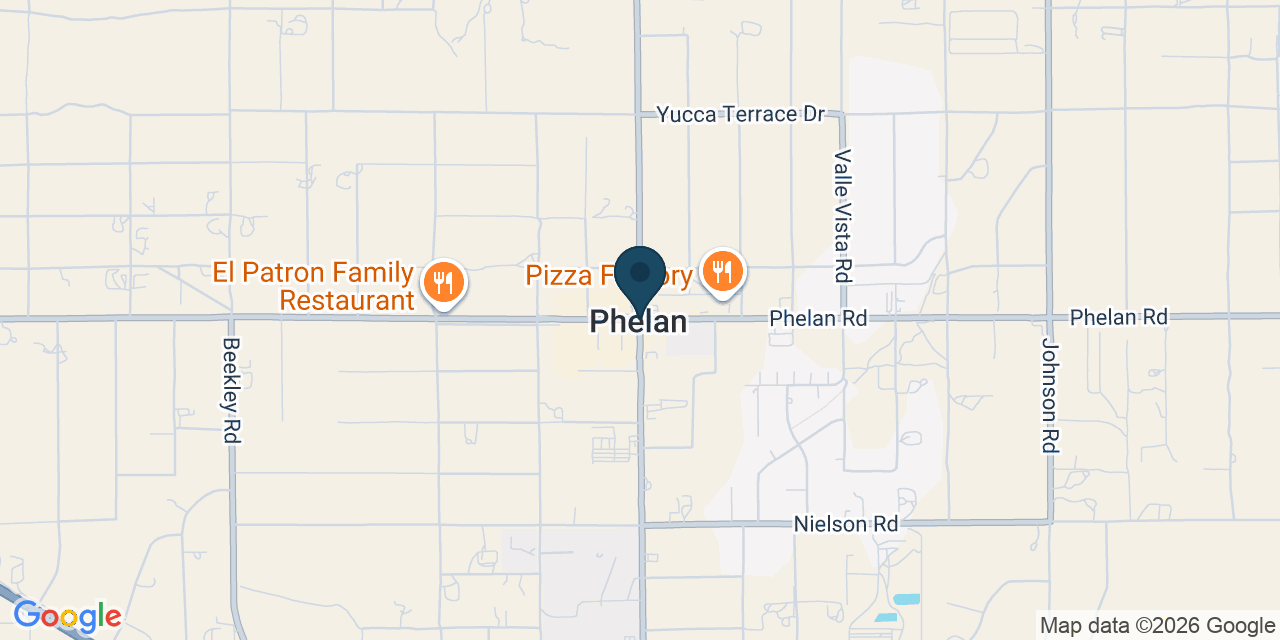 Map showing Phelan, San Bernardino County, CA