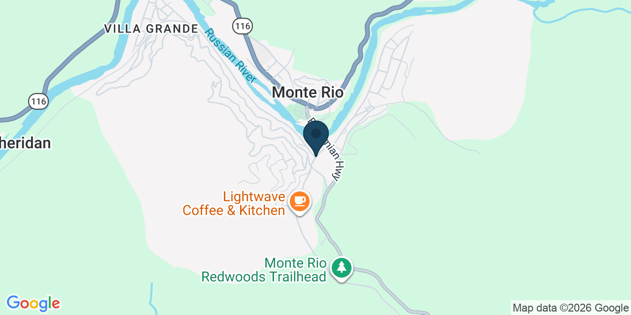 Map showing Monte Rio, Sonoma County, CA