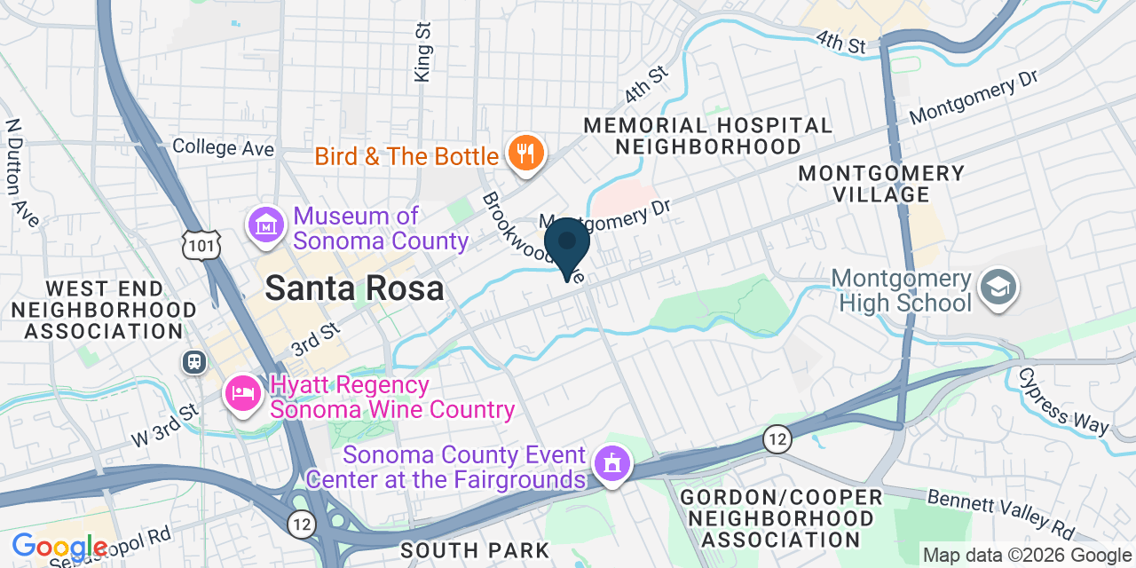 Map showing Santa Rosa, Sonoma County, CA