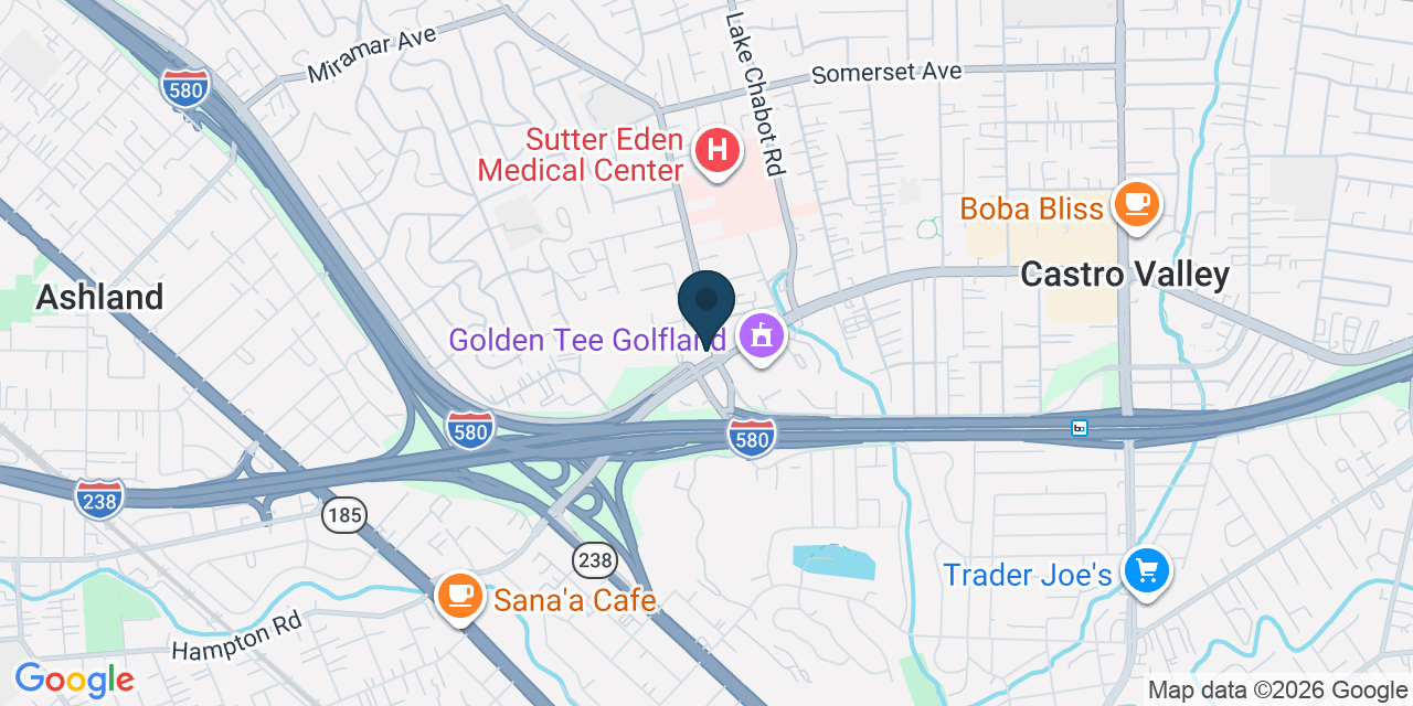 Map showing Castro Valley, Alameda County, CA