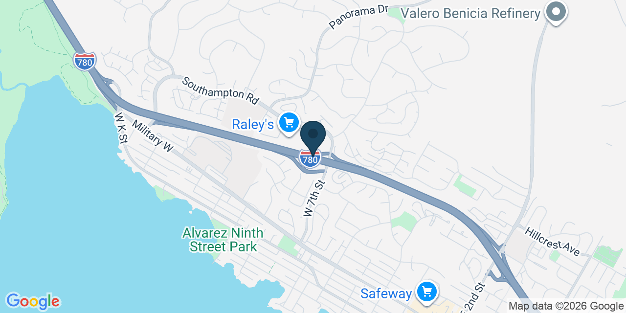 Map showing Benicia, Solano County, CA