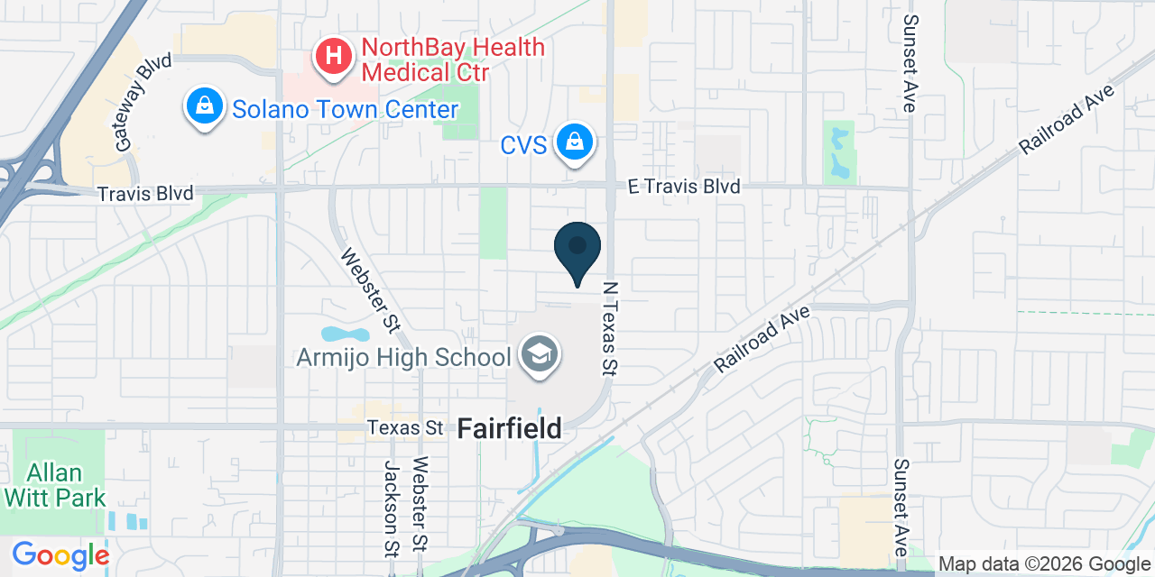 Map showing Fairfield, Solano County, CA