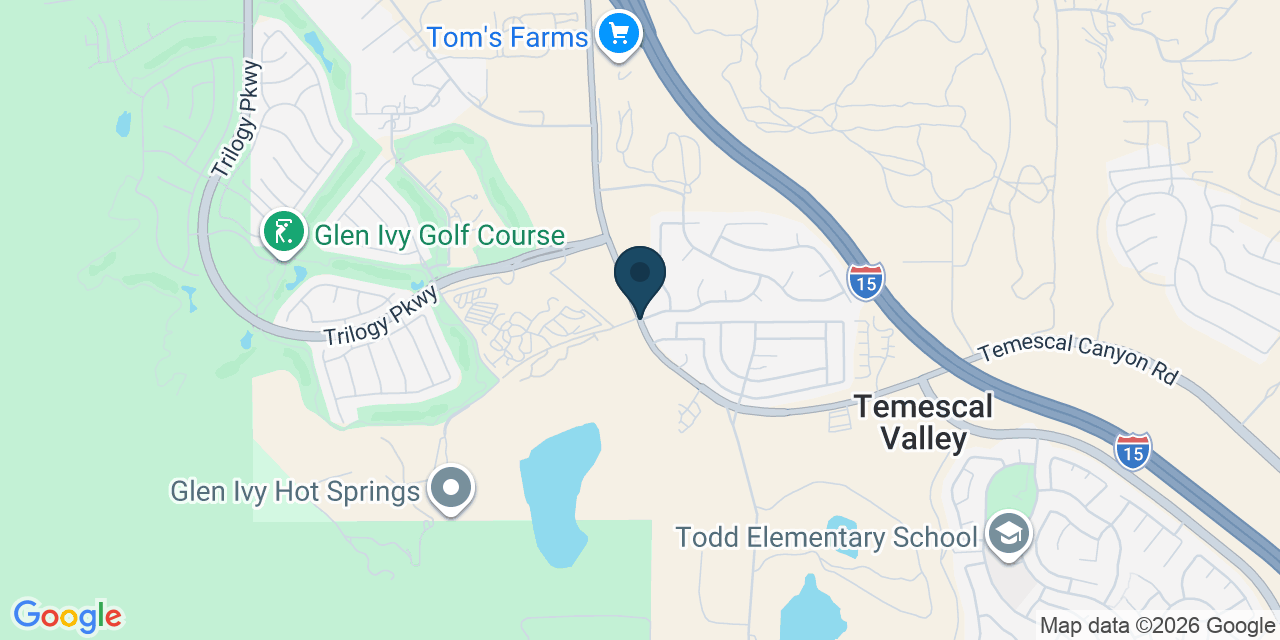 Map showing Temescal Valley, Riverside County, CA