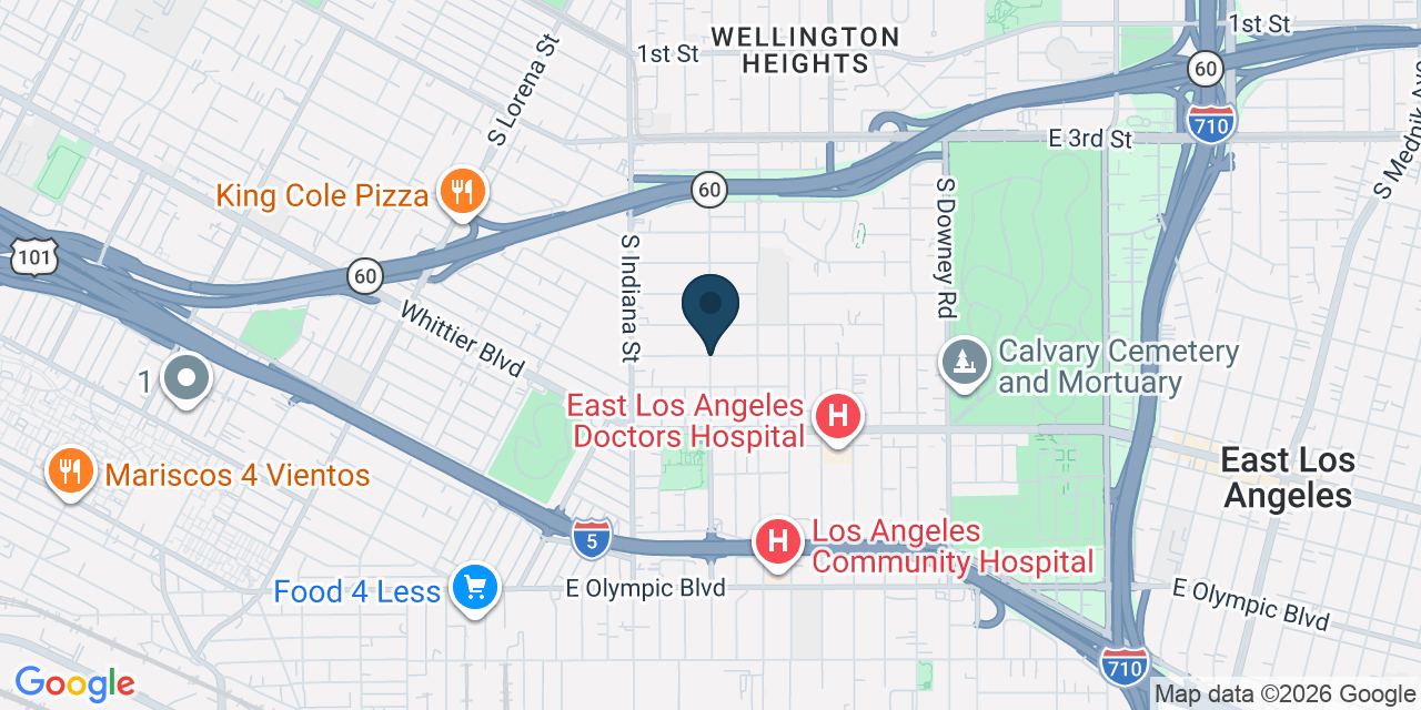 Map showing East Los Angeles, Los Angeles County, CA