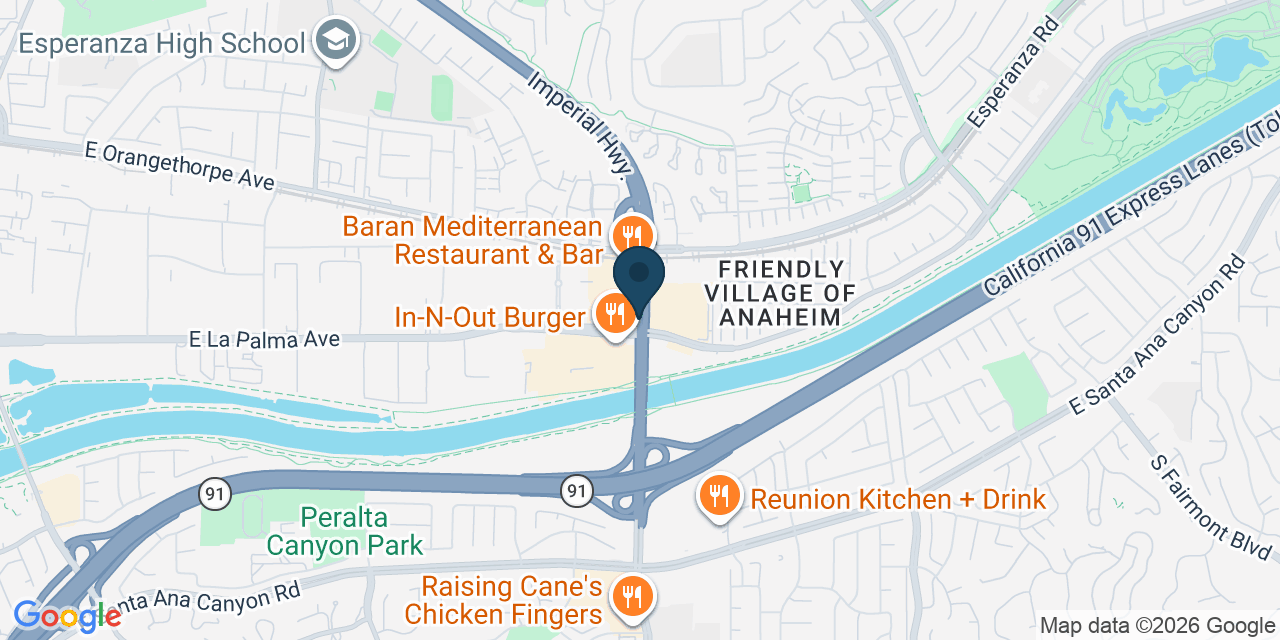 Map showing Orange County, CA