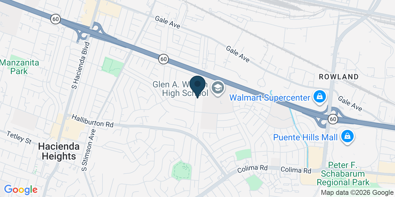 Map showing Hacienda Heights, Los Angeles County, CA