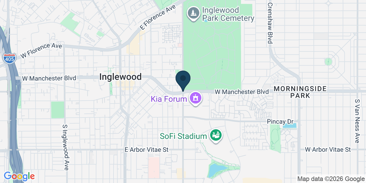 Map showing Inglewood, Los Angeles County, CA
