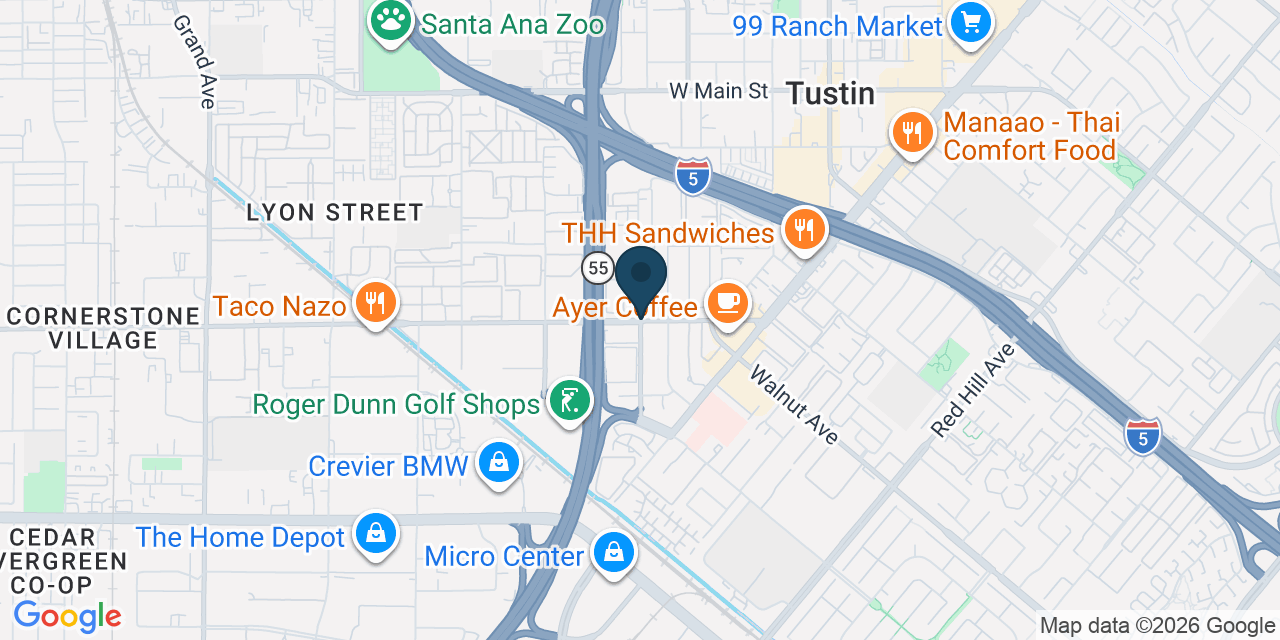 Map showing Tustin, Orange County, CA