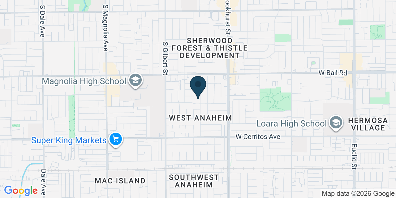 Map showing Anaheim, Orange County, CA