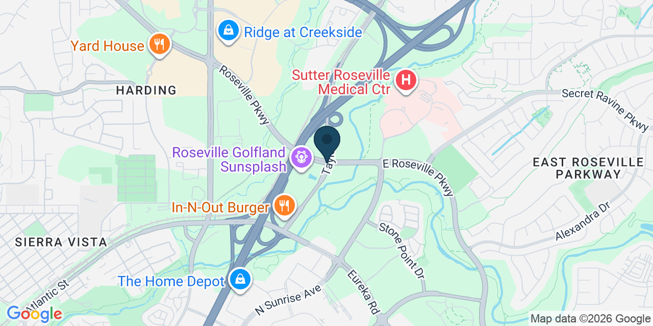 Map showing Roseville, Placer County, CA