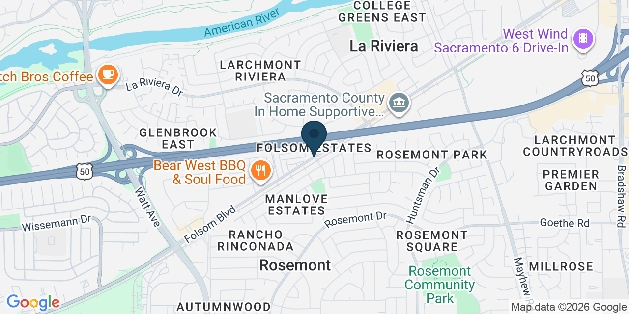 Map showing Rosemont, Sacramento County, CA