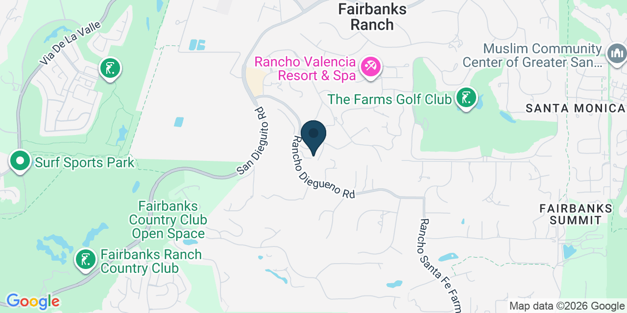 Map showing Rancho Santa Fe, San Diego County, CA